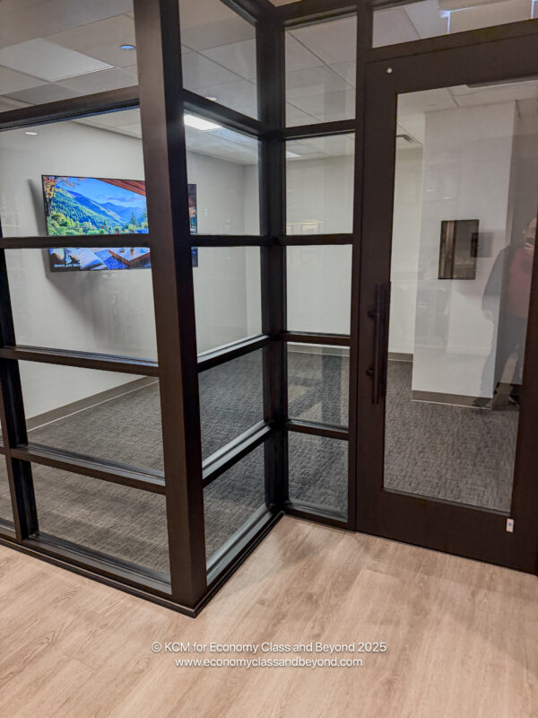 a glass door in a room
