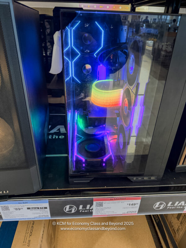 a black computer tower with lights