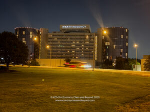 a building with lights on it