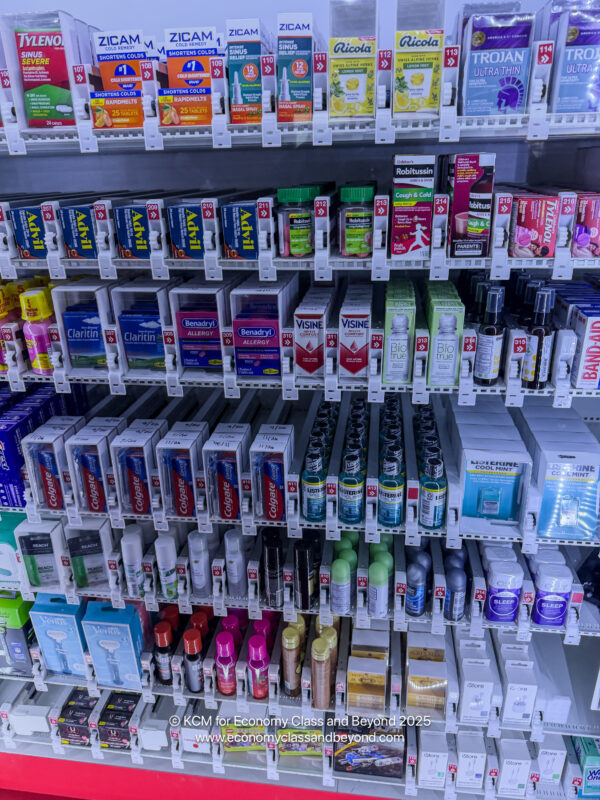 a shelf with different colored products