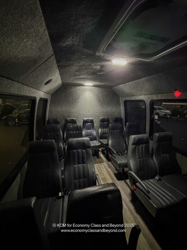 inside a vehicle with seats