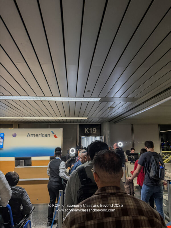 a group of people standing in a line