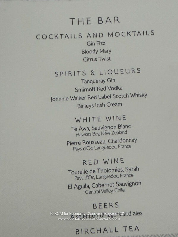 a menu of drinks