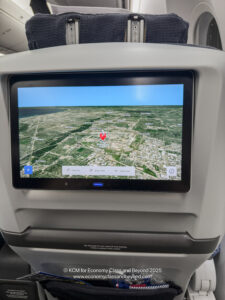 a screen on the back of a plane