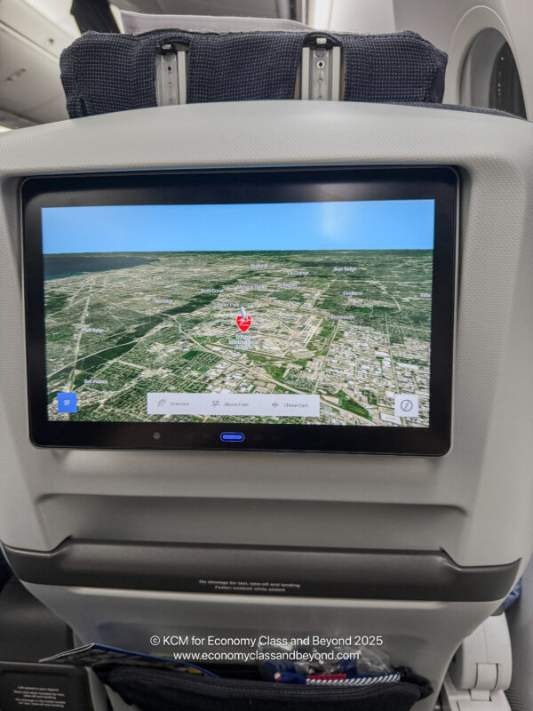 a screen on the back of a plane