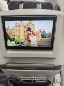 a screen on the back of a plane