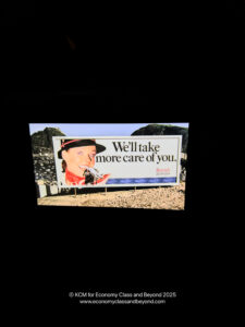 a sign with a woman in a hat