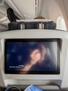 a screen on the back of an airplane