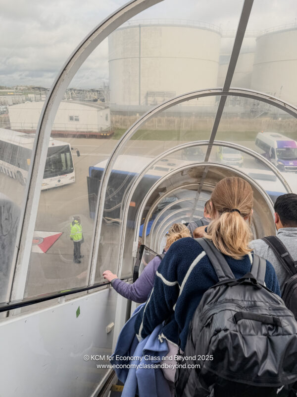 a group of people on a bus