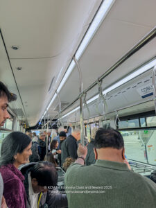 a group of people on a bus