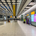 a group of people in a airport