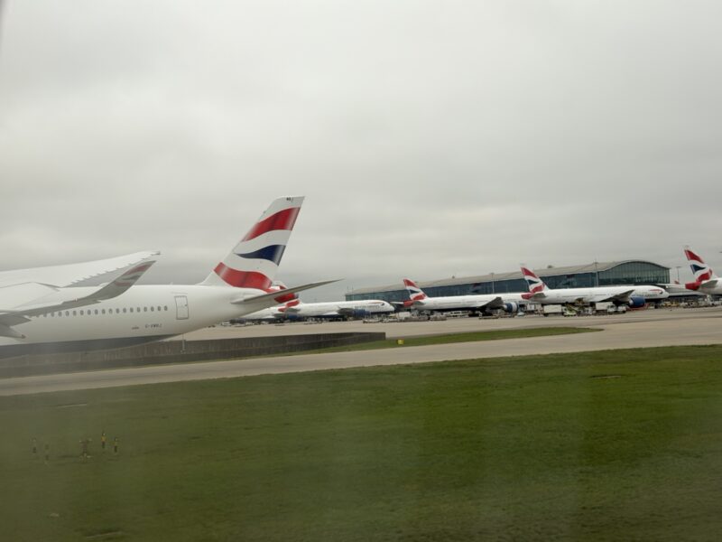 airplanes parked at an airport