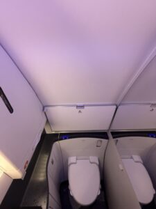 a toilet in a plane