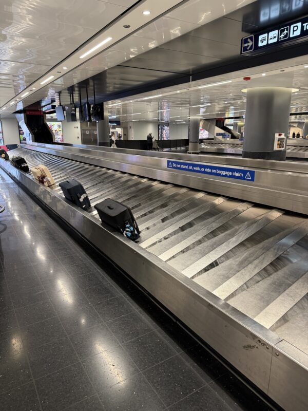 luggage on a conveyor belt