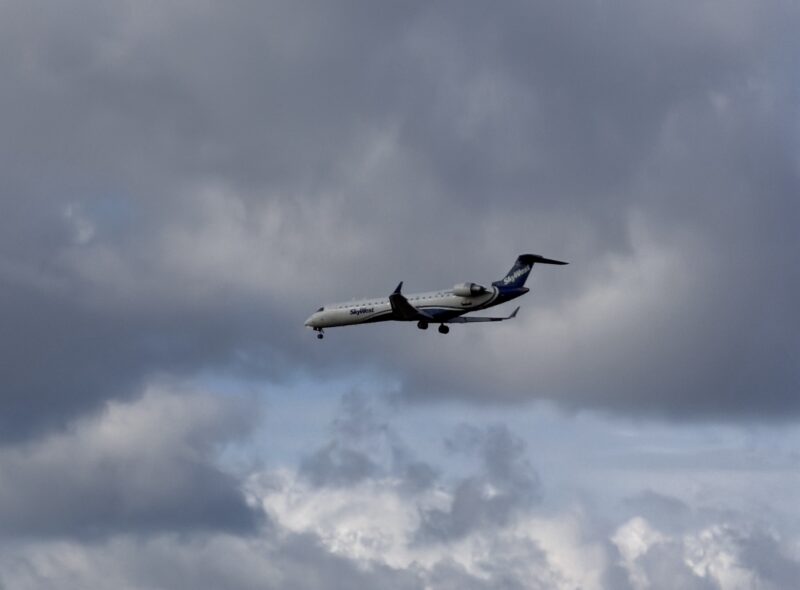 an airplane flying in the sky