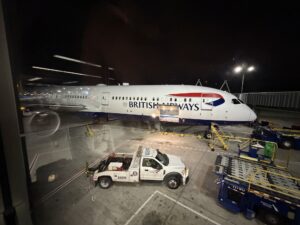 a plane parked at an airport