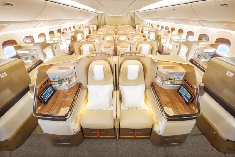 a row of seats in an airplane
