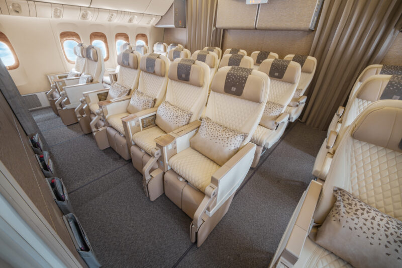 a row of seats in an airplane