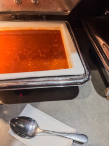 a bowl of soup on a table