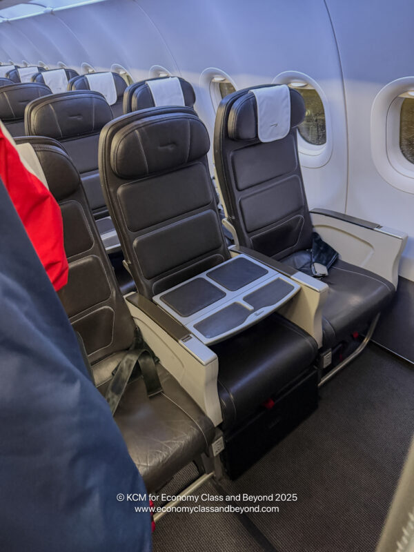 a row of seats in an airplane