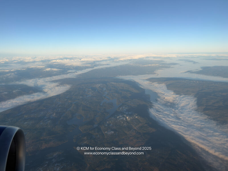 aerial view of a river and mountains