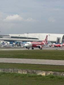 a plane on the runway