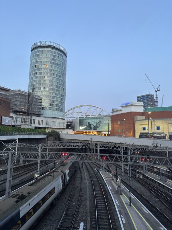 train tracks in a city