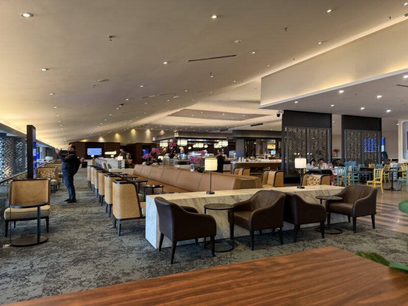 a large room with tables and chairs