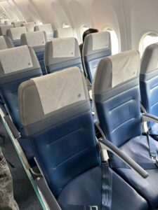 a row of seats on an airplane