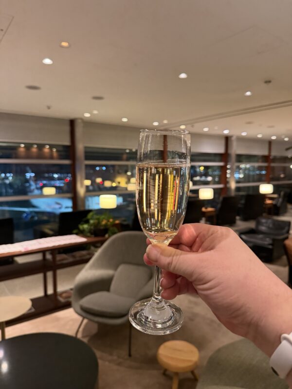 a hand holding a glass of champagne