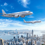 CALC Airbus A320neo aircraft flying over Hong Kong, Rendering - Airbus