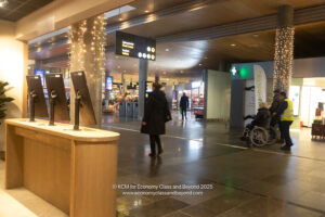 a person walking in a large airport