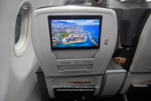 a screen on an airplane