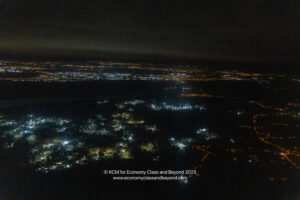 a city at night from above