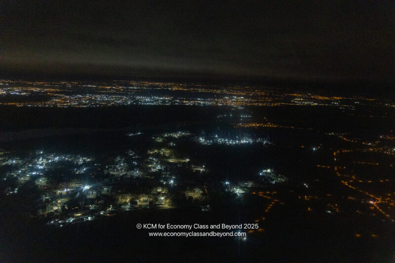 a city at night from above
