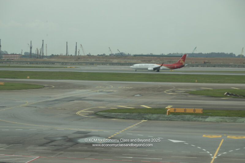 an airplane on the runway