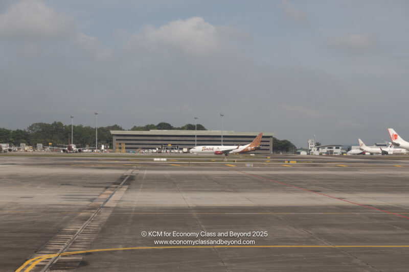 an airplane on the runway