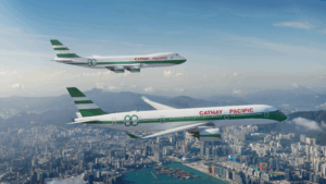 two airplanes flying in the sky
