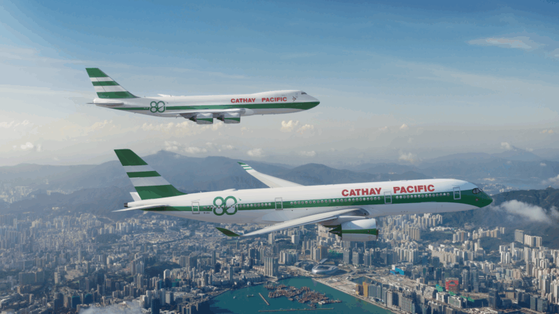 two airplanes flying in the sky