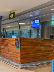 a desk in a building