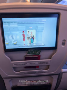 a screen on an airplane