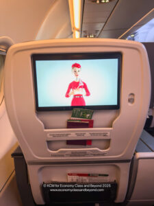 a tv on the back of an airplane