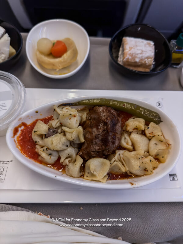 a plate of food on a tray