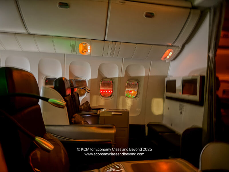 an airplane with a seat and windows