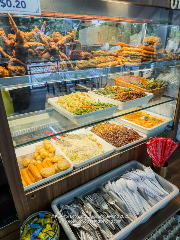 a display case with food in it