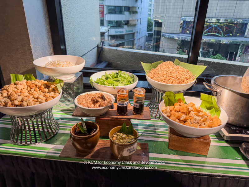 a table with bowls of food