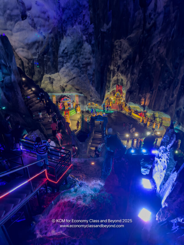 a group of people in a cave