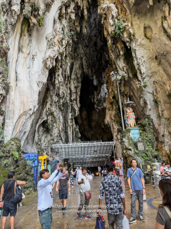 a group of people in a cave