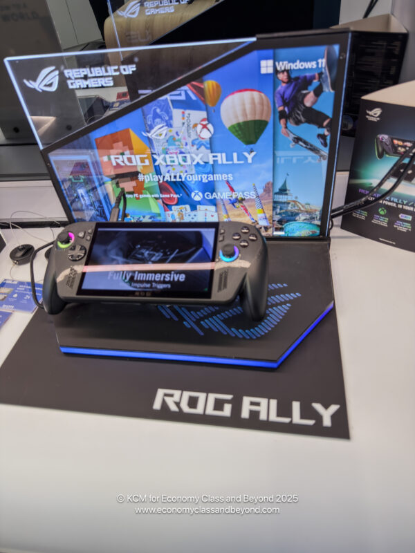 a video game console on a display