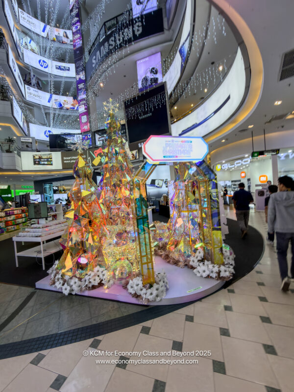 a group of people walking in a mall